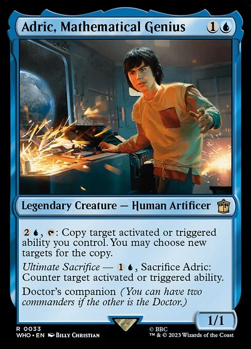 Adric, Mathematical Genius, carta Magic di tipo Legendary Creature — Human Artificer illustrata da Billy Christian