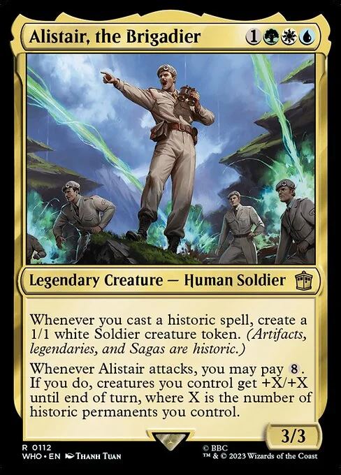 Alistair, the Brigadier, carta Magic di tipo Legendary Creature — Human Soldier illustrata da Thanh Tuấn