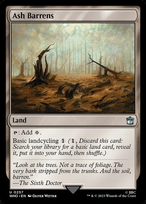 Ash Barrens, carta Magic di tipo Land illustrata da Oliver Wetter