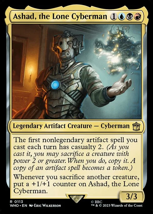 Ashad, the Lone Cyberman, carta Magic di tipo Legendary Artifact Creature — Cyberman illustrata da Eric Wilkerson