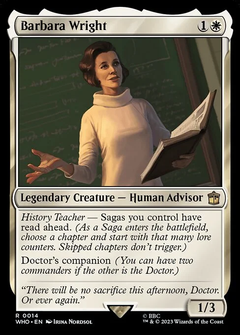 Barbara Wright, carta Magic di tipo Legendary Creature — Human Advisor illustrata da Irina Nordsol