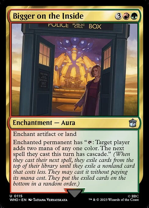 Bigger on the Inside, carta Magic di tipo Enchantment — Aura illustrata da Tatiana Veryayskaya