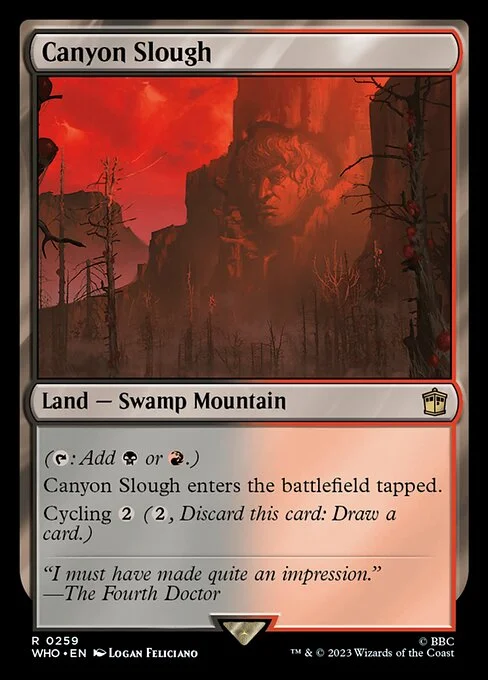 Canyon Slough, carta Magic di tipo Land — Swamp Mountain illustrata da Logan Feliciano