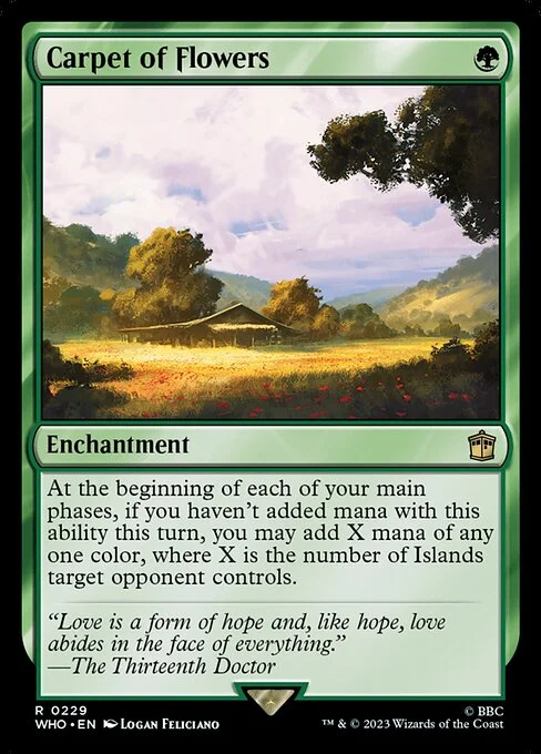 Carpet of Flowers, carta Magic di tipo Enchantment illustrata da Logan Feliciano