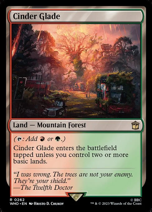 Cinder Glade, carta Magic di tipo Land — Mountain Forest illustrata da Hristo D. Chukov