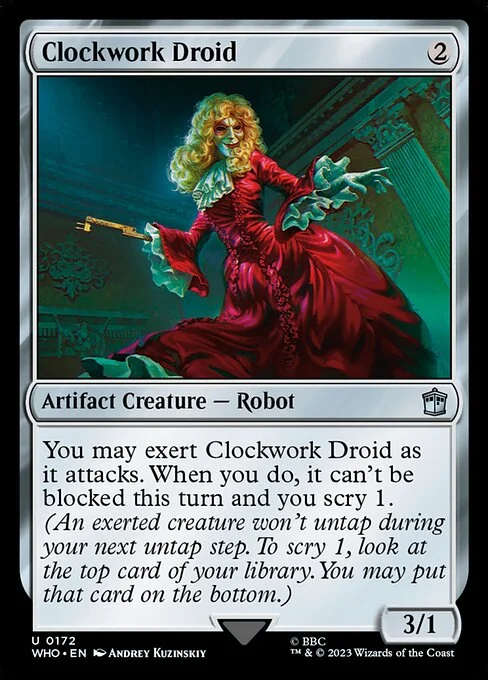 Clockwork Droid, carta Magic di tipo Artifact Creature — Robot illustrata da Andrey Kuzinskiy
