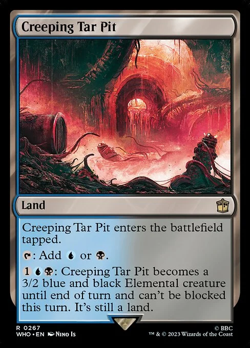 Creeping Tar Pit, carta Magic di tipo Land illustrata da Nino Is