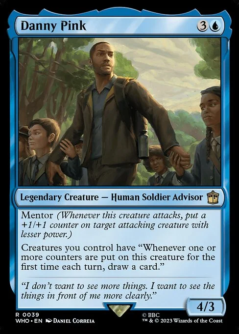 Danny Pink, carta Magic di tipo Legendary Creature — Human Soldier Advisor illustrata da Daniel Correia