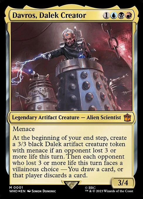 Davros, Dalek Creator, carta Magic di tipo Legendary Artifact Creature — Alien Scientist illustrata da Simon Dominic