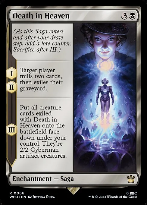 Death in Heaven, carta Magic di tipo Enchantment — Saga illustrata da Justyna Dura