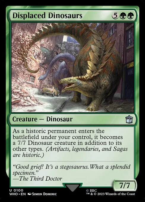 Displaced Dinosaurs, carta Magic di tipo Creature — Dinosaur illustrata da Simon Dominic