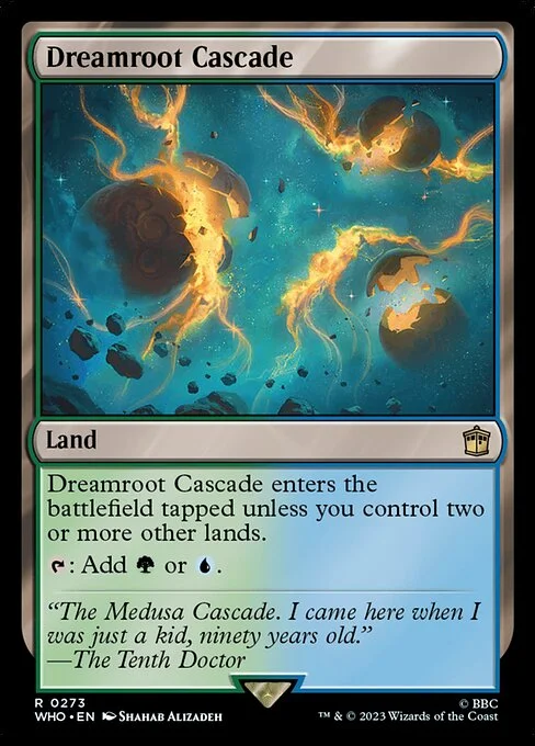 Dreamroot Cascade, carta Magic di tipo Land illustrata da Shahab Alizadeh