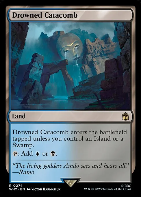 Drowned Catacomb, carta Magic di tipo Land illustrata da Victor Harmatiuk