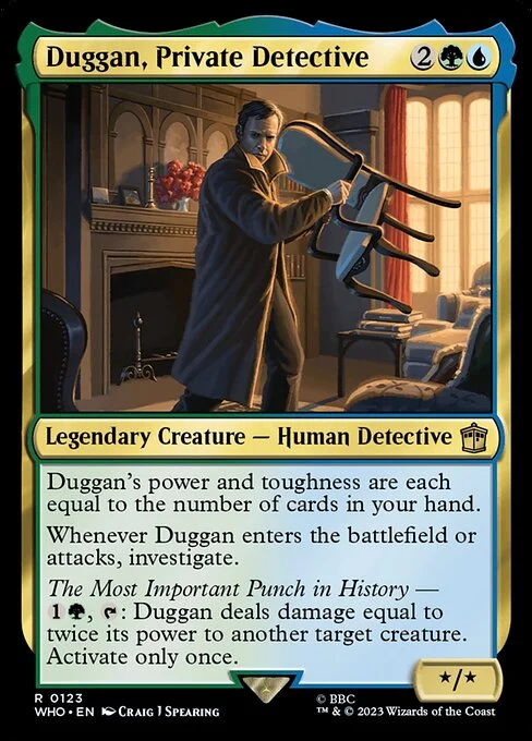 Duggan, Private Detective, carta Magic di tipo Legendary Creature — Human Detective illustrata da Craig J Spearing