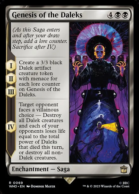 Genesis of the Daleks, carta Magic di tipo Enchantment — Saga illustrata da Dominik Mayer