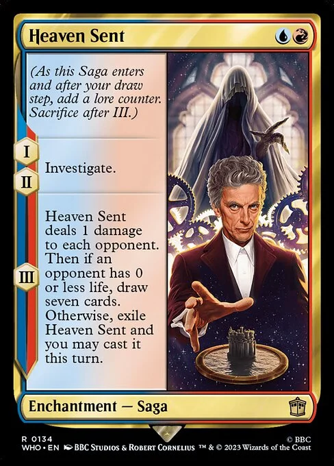 Heaven Sent, carta Magic di tipo Enchantment — Saga illustrata da BBC Studios & Robert Cornelius