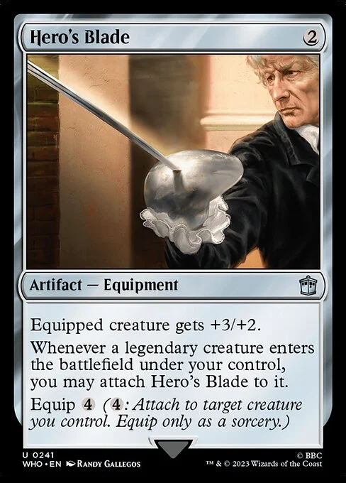 Hero's Blade, carta Magic di tipo Artifact — Equipment illustrata da Randy Gallegos