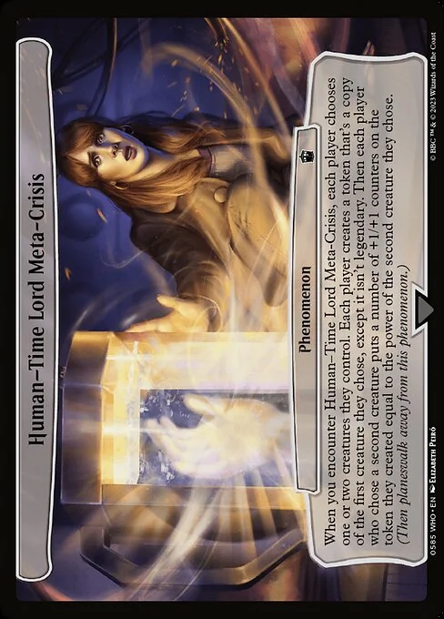 Human—Time Lord Meta-Crisis, carta Magic di tipo Phenomenon illustrata da Elizabeth Peiró