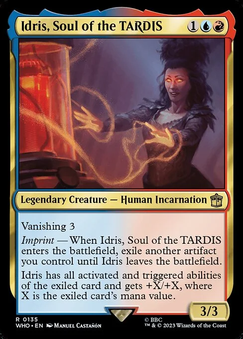 Idris, Soul of the TARDIS, carta Magic di tipo Legendary Creature — Human Incarnation illustrata da Manuel Castañón
