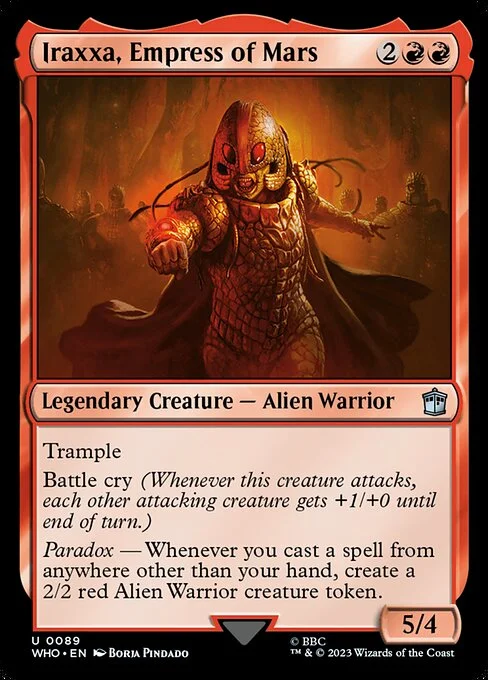 Iraxxa, Empress of Mars, carta Magic di tipo Legendary Creature — Alien Warrior illustrata da Borja Pindado