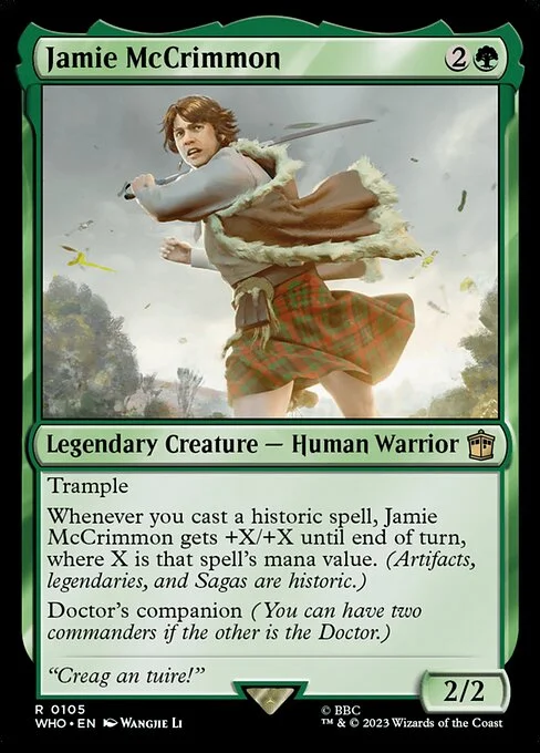Jamie McCrimmon, carta Magic di tipo Legendary Creature — Human Warrior illustrata da Wangjie Li