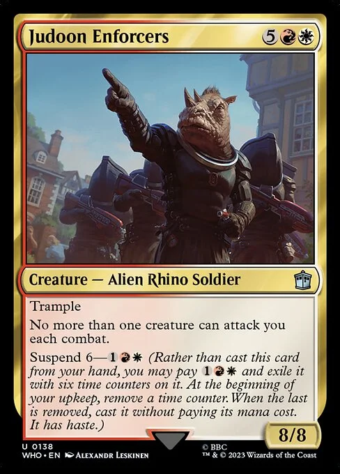 Judoon Enforcers, carta Magic di tipo Creature — Alien Rhino Soldier illustrata da Alexandr Leskinen