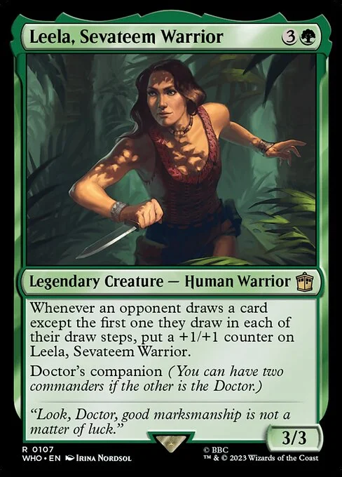Leela, Sevateem Warrior, carta Magic di tipo Legendary Creature — Human Warrior illustrata da Irina Nordsol