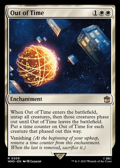 Out of Time, carta Magic di tipo Enchantment illustrata da JB Casacop