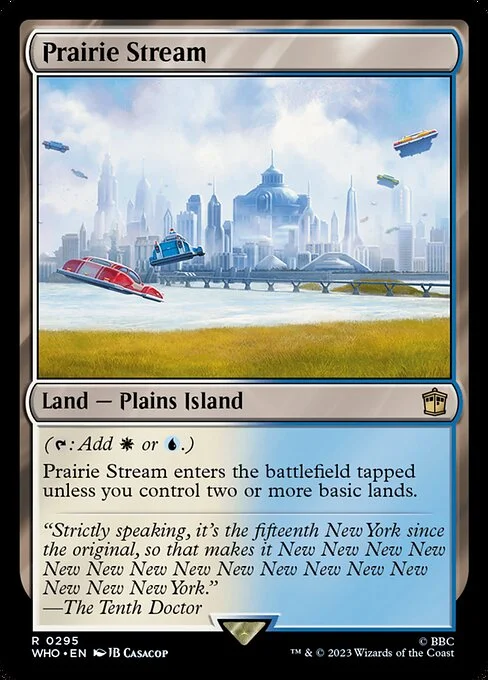 Prairie Stream, carta Magic di tipo Land — Plains Island illustrata da JB Casacop