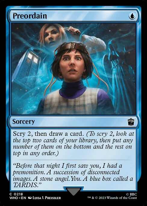 Preordain, carta Magic di tipo Sorcery illustrata da Luisa J. Preissler