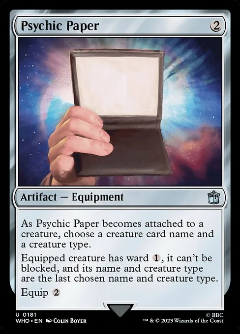 Psychic Paper, carta Magic di tipo Artifact — Equipment illustrata da Colin Boyer