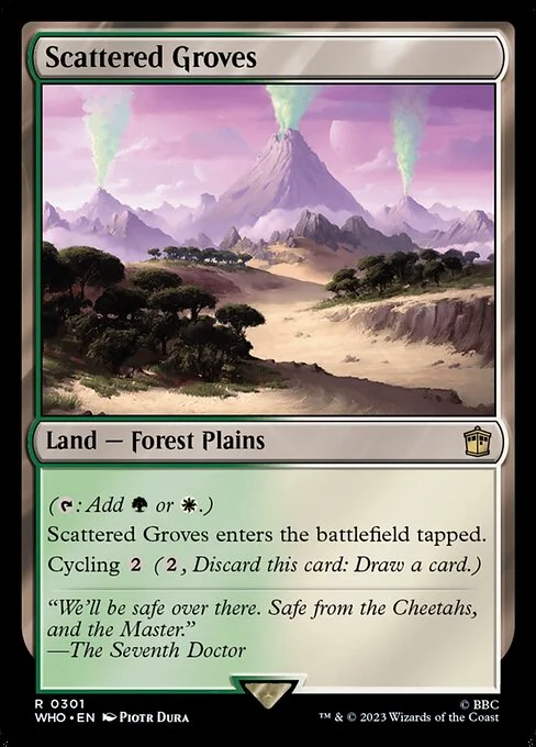 Scattered Groves, carta Magic di tipo Land — Forest Plains illustrata da Piotr Dura