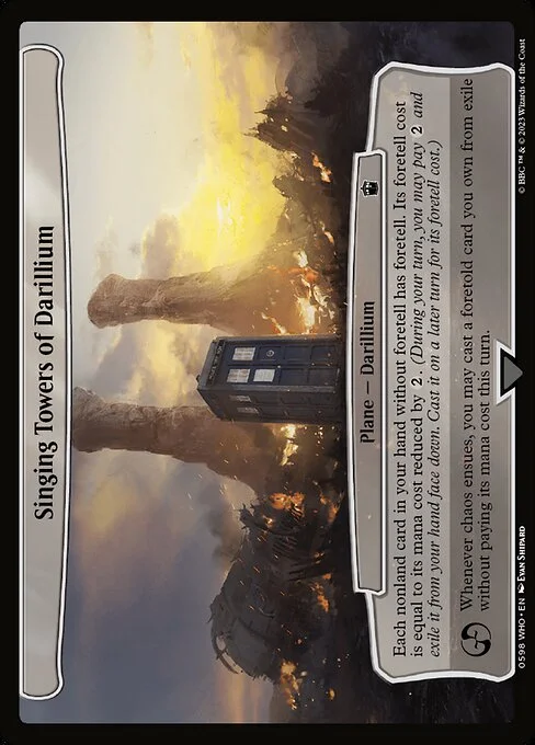 Singing Towers of Darillium, carta Magic di tipo Plane — Darillium illustrata da Evan Shipard