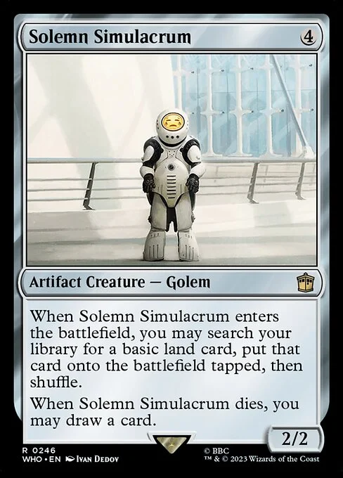 Solemn Simulacrum, carta Magic di tipo Artifact Creature — Golem illustrata da Ivan Dedov