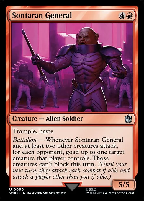 Sontaran General, carta Magic di tipo Creature — Alien Soldier illustrata da Anton Solovianchyk