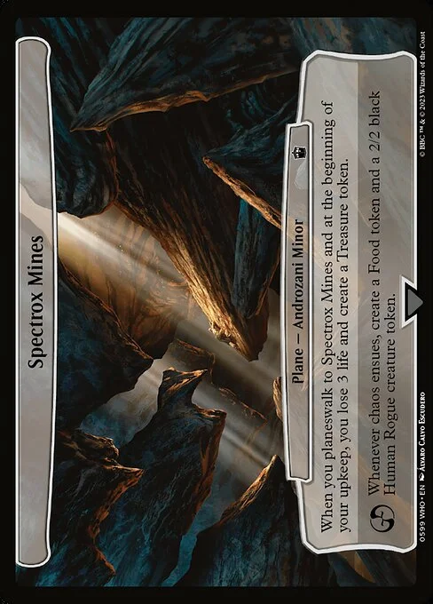 Spectrox Mines, carta Magic di tipo Plane — Androzani Minor illustrata da Álvaro Calvo Escudero