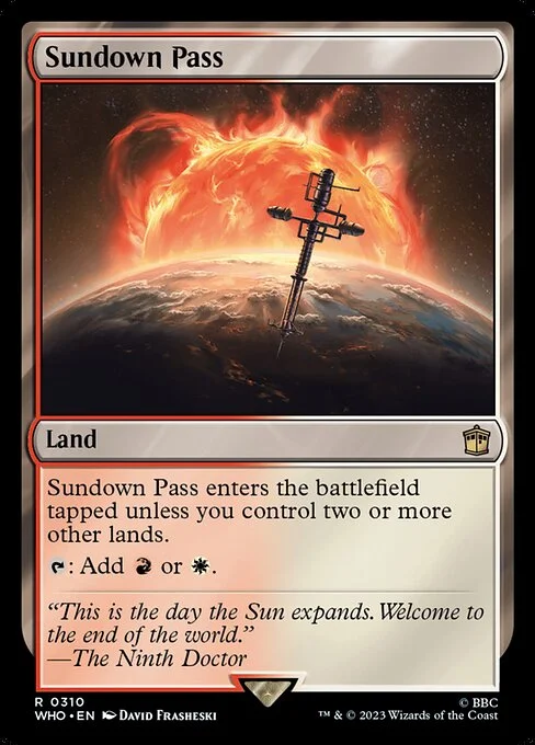 Sundown Pass, carta Magic di tipo Land illustrata da David Frasheski