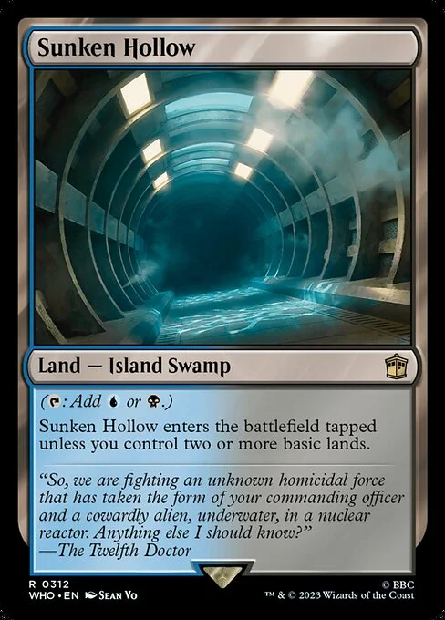 Sunken Hollow, carta Magic di tipo Land — Island Swamp illustrata da Sean Vo