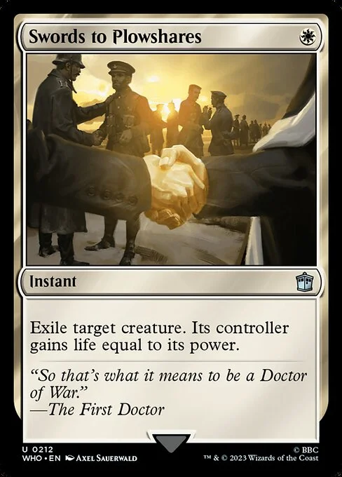 Swords to Plowshares, carta Magic di tipo Instant illustrata da Axel Sauerwald