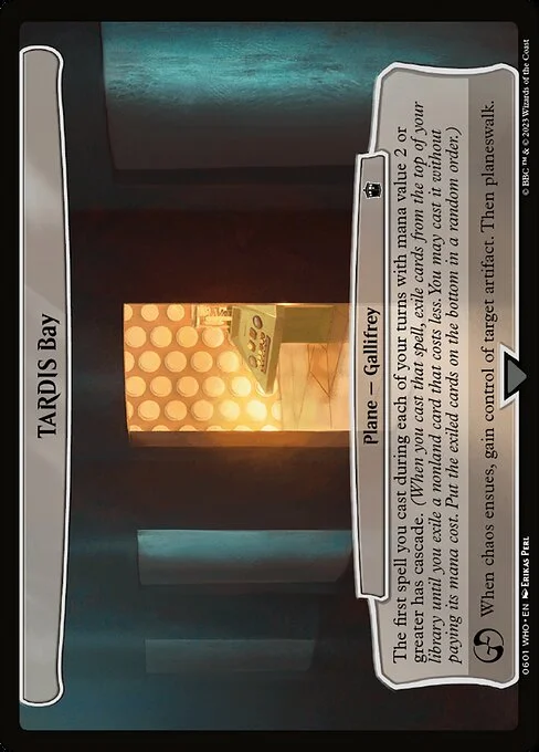 TARDIS Bay, carta Magic di tipo Plane — Gallifrey illustrata da Erikas Perl