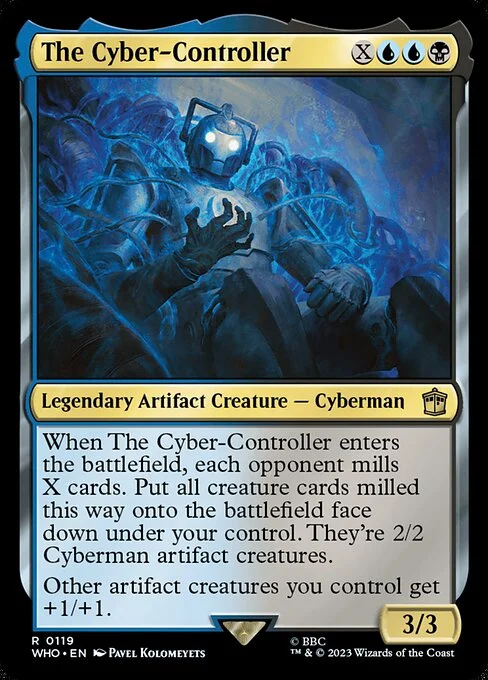 The Cyber-Controller, carta Magic di tipo Legendary Artifact Creature — Cyberman illustrata da Pavel Kolomeyets
