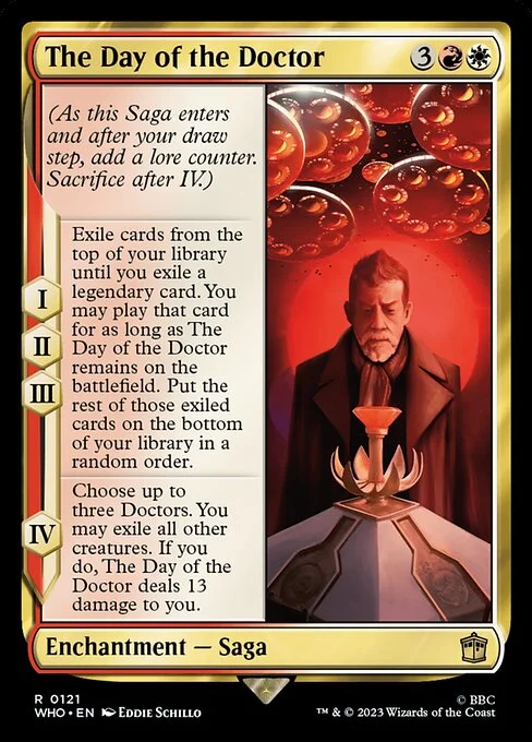 The Day of the Doctor, carta Magic di tipo Enchantment — Saga illustrata da Eddie Schillo