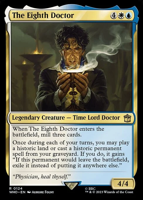 The Eighth Doctor, carta Magic di tipo Legendary Creature — Time Lord Doctor illustrata da Aurore Folny