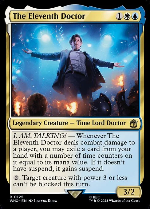 The Eleventh Doctor, carta Magic di tipo Legendary Creature — Time Lord Doctor illustrata da Justyna Dura