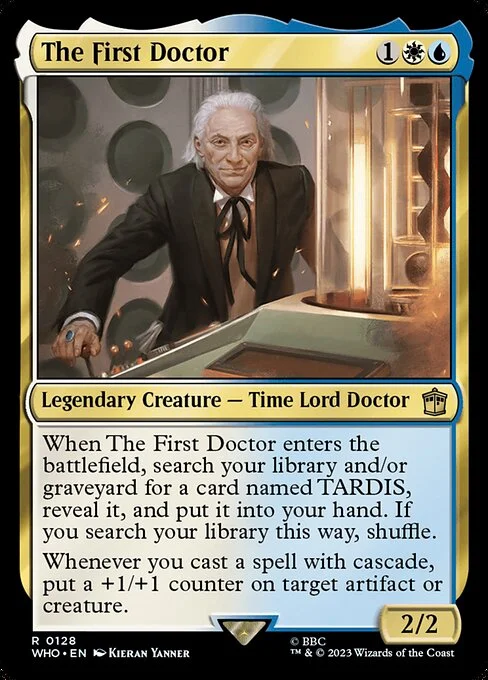 The First Doctor, carta Magic di tipo Legendary Creature — Time Lord Doctor illustrata da Kieran Yanner