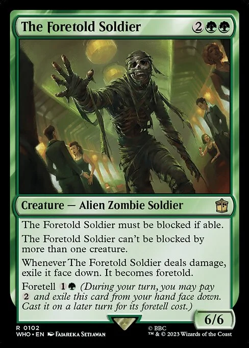 The Foretold Soldier, carta Magic di tipo Creature — Alien Zombie Soldier illustrata da Fajareka Setiawan