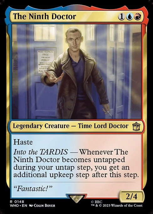 The Ninth Doctor, carta Magic di tipo Legendary Creature — Time Lord Doctor illustrata da Colin Boyer