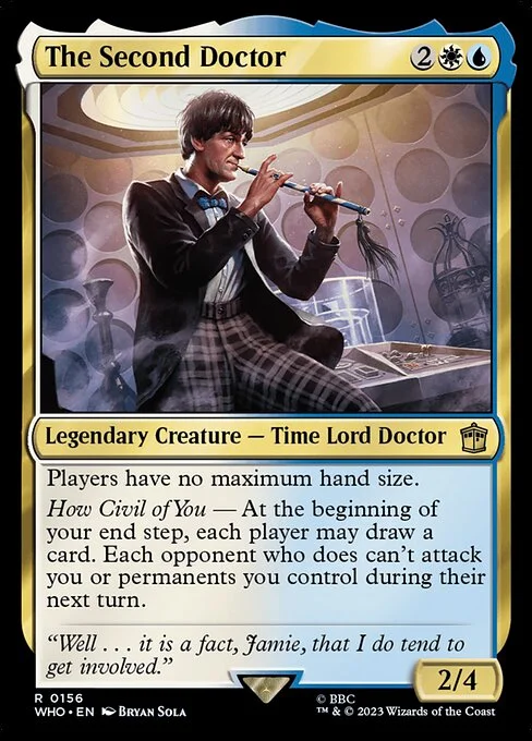 The Second Doctor, carta Magic di tipo Legendary Creature — Time Lord Doctor illustrata da Bryan Sola