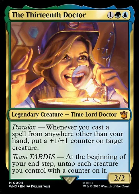 The Thirteenth Doctor, carta Magic di tipo Legendary Creature — Time Lord Doctor illustrata da Pauline Voss
