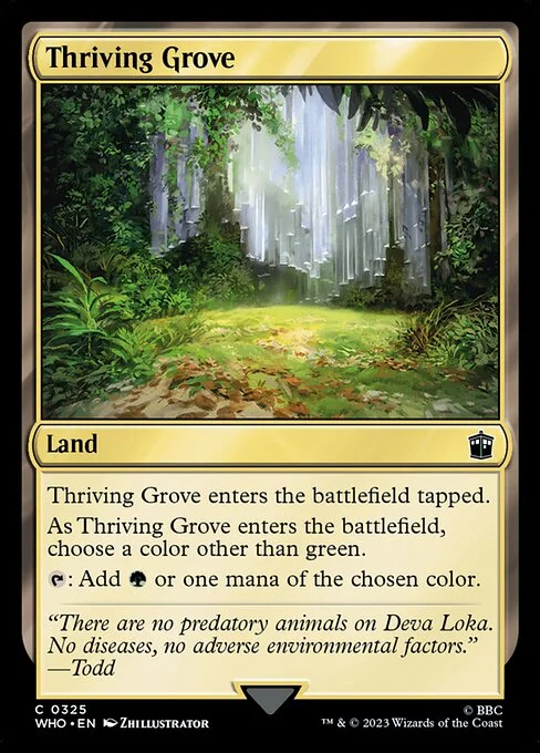Thriving Grove, carta Magic di tipo Land illustrata da Zhillustrator